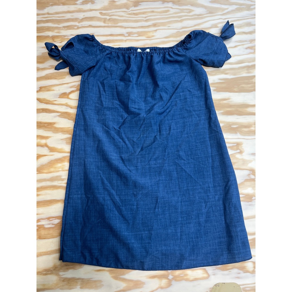 DKNY Blue Off The Shoulder Tie Sleeve Shift Dress Size 8